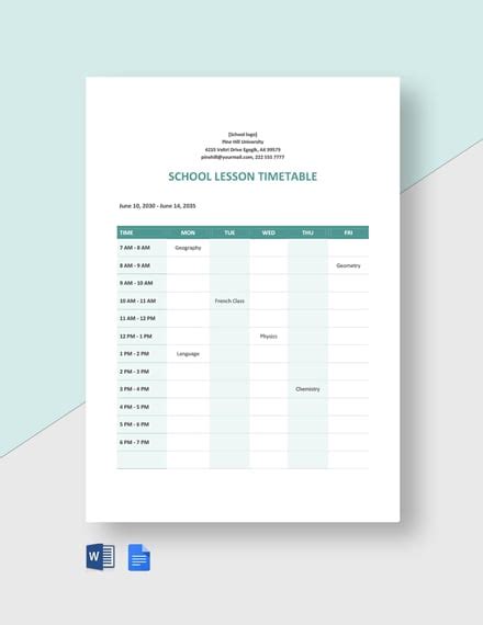 19+ Timetable Word Templates - Free Downloads | Template.net