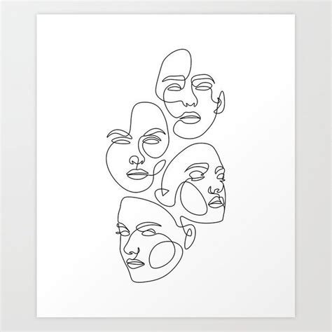 Multiple Face Art Print | Line art, Face art, Canvas prints