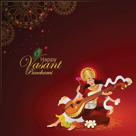 Vasant panchami creative background with saraswati veena 2048856 Vector ...