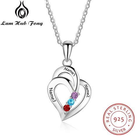 925 Sterling Silver Personalized Heart Pendant Necklaces Customized ...