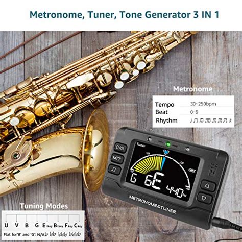 Metronome Tuner, Rechargeable 3 In 1 Digital Metronome Tuner Tone Generator for Guitar, Bass ...