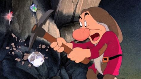 an animated character holding a large ax in front of a cave
