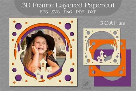 Halloween Layered Frame SVG, 3D Frame 04