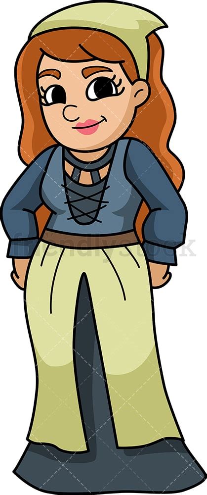 Female Medieval Villager Cartoon Clipart Vector - FriendlyStock