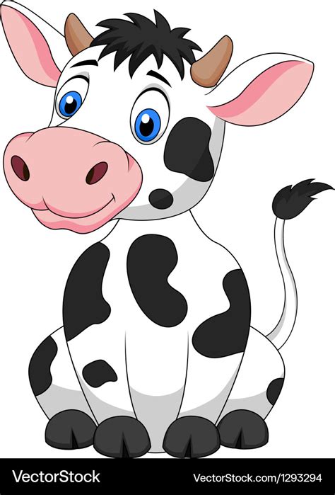 Cute cow cartoon sitting Royalty Free Vector Image