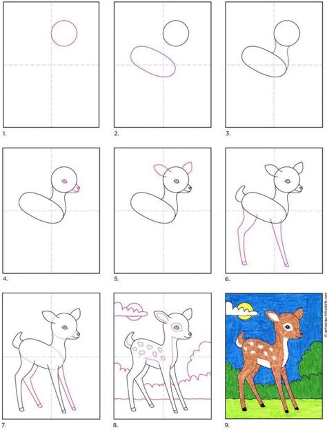 Easy How to Draw a Deer Tutorial and Deer Coloring Page Deer Drawing ...