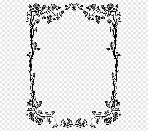 Flower Rose, Black Rose Border, frame, white png | PNGEgg