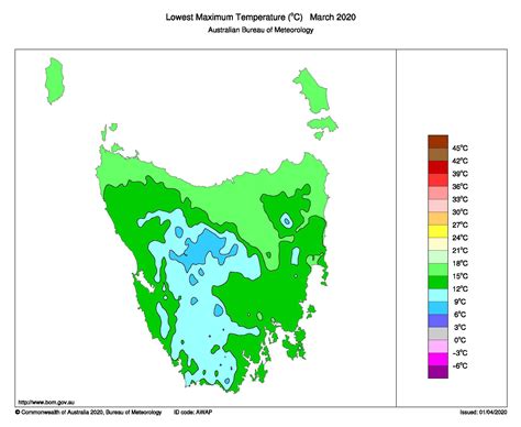 Tasmania lowest maximum temperature, March 2020 | Australia map, Tasmania, Temperatures