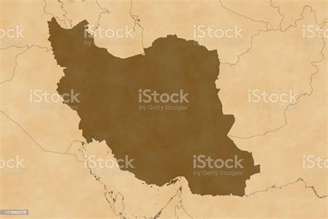 Asia Map Series With Iran Old Paper With Borders Only Stock Illustration - Download Image Now ...