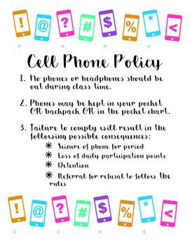 Cell Phone Policy Poster | Classroom rules high school, High school math classroom, High school ...