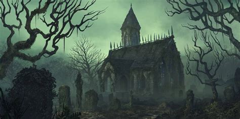 Graveyard Chapel by aaronflorento | Fantasy landscape, Castle painting ...