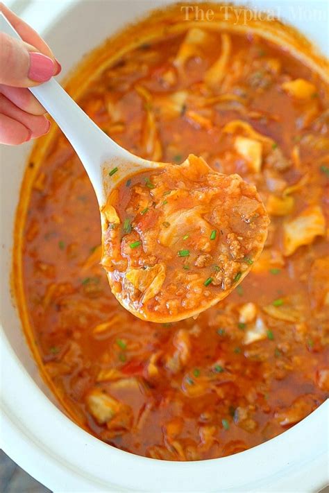 Easy Slow Cooker Stuffed Cabbage Soup with Ground Beef