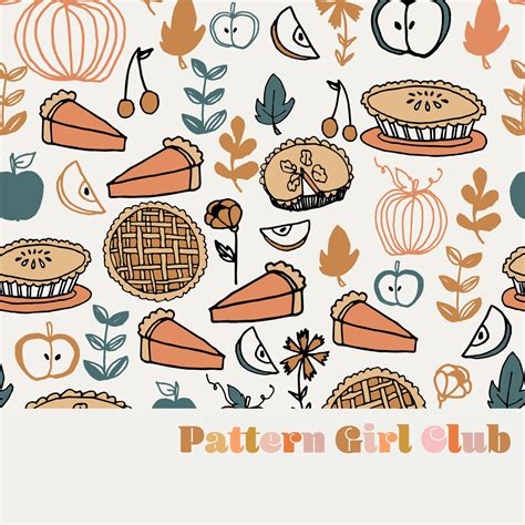 Pumpkin Pie Fall Leaves Food Seamless Repeat Pattern Boho - Etsy