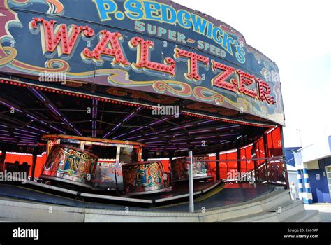 Blackpool Pier, funfair rides, The Waltzer ride Stock Photo - Alamy