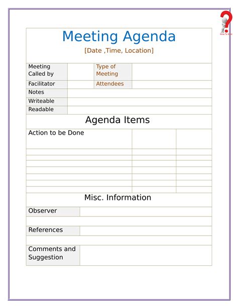 How To Write A Meeting Agenda Template | HowToWiki