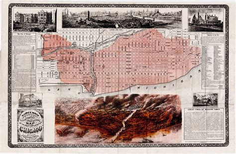 Amazing illustrated map of the Chicago Fire - Rare & Antique Maps