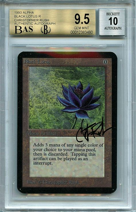 MTG Alpha Black Lotus BGS 9.5 Gem Mint BAS Rush Signed Magic card Amricons 3480 | eBay