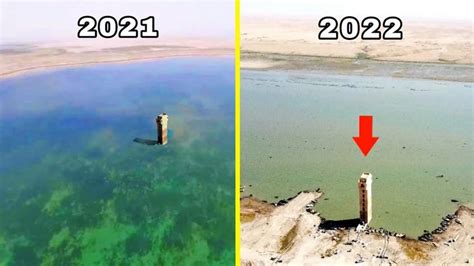 Euphrates river water Level comparison in the same spot 2021 vs 2022 ...