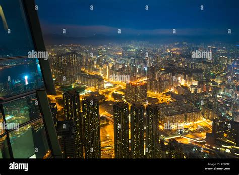 Hong Kong skyline view from Sky 100 observation deck Stock Photo - Alamy