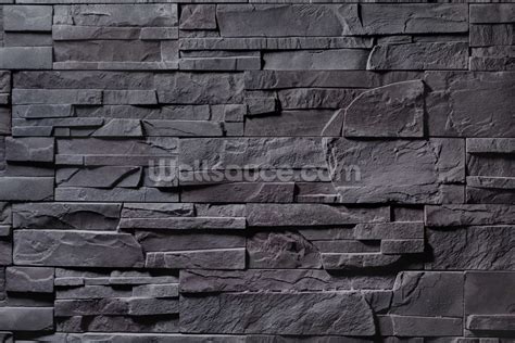 Stone Wall - Charcoal Grey Wallpaper Mural | Wallsauce EU