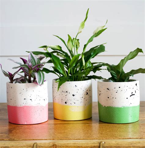 Handmade Green And Cream Plant Pot By Four Homeware