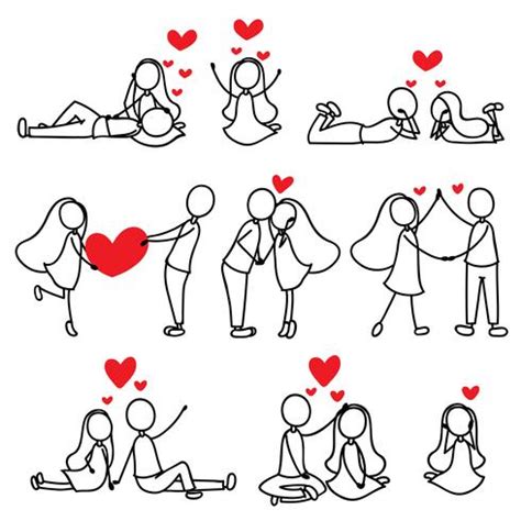 cartoon hand line drawing love character couple 661358 Vector Art at Vecteezy