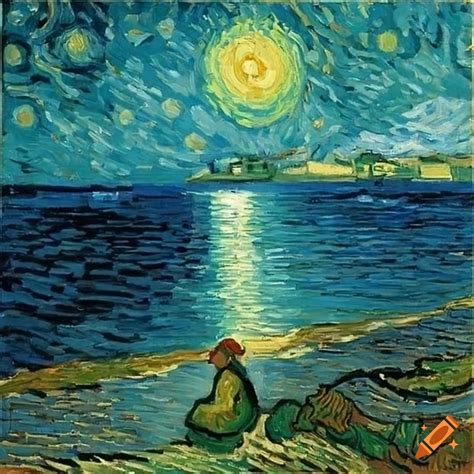 Sad woman by the sea - vincent van gogh painting on Craiyon