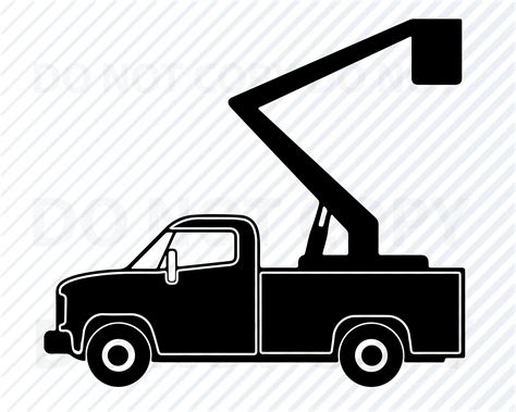 Dxf Clipart Vector Bucket Truck Svg Files for Cricut Png Cherry Picker #2 Svg Aerial Work ...