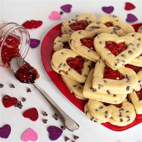 Strawberry and Chocolate Chip Heart Cookies - My Cookie Journey