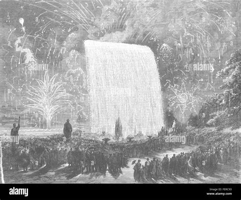 LONDON Fireworks at the Crystal Palace 1869. Illustrated London News ...