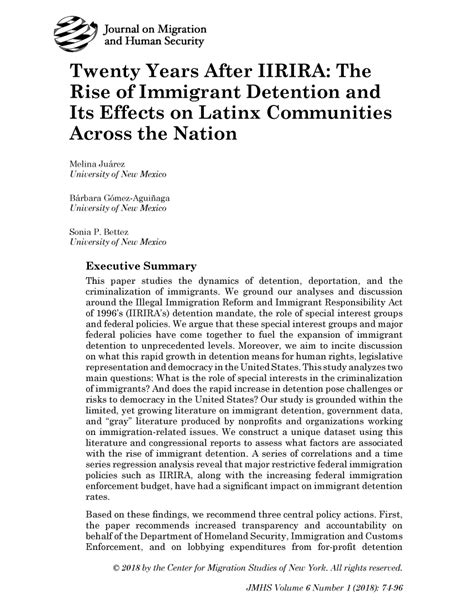 Twenty Years after IIRIRA: The Rise of Immigrant Detention and Its Effects on Latinx Communities ...