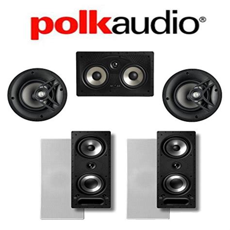 polk audio 265-rt + polk audio v60 + polk audio 255c-rt 5.0 vanishing series in-wall/in-ceiling ...