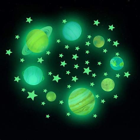 Glow in The Dark Stars and Planets, Bright Solar System Wall Stickers ...