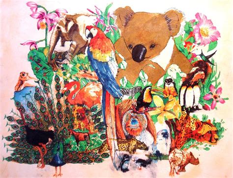 Zoo Animals Painting by John YATO