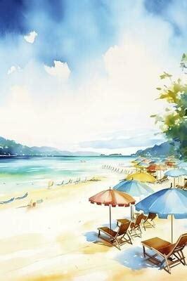 Watercolor Beach Background Stock Photos, Images and Backgrounds for ...