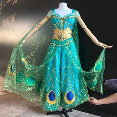 P076 Jasmine costume movie cosplay princess party long sleeves custom made 2019