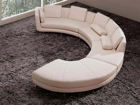 White Italian Leather Round sectional sofa 20 | Sectionals
