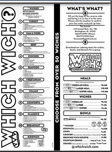 Which Wich Superior Sandwiches Menu - Urbanspoon/Zomato