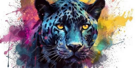 Premium AI Image | Watercolor drawing of a black panther