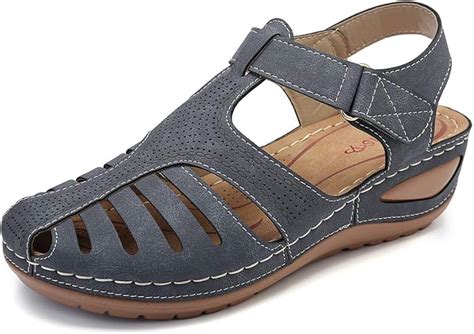 gracosy Women's Closed Toe Sandals, Comfy Sport Outdoor Wedge Sandals, Soft Leather Summer ...