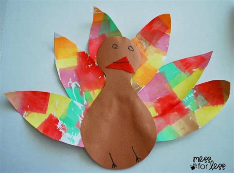 Tissue Paper Turkey Craft - Mess for Less