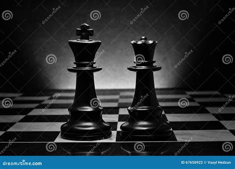 Chess. Black King and Queen on the Board .the Most Powerful Figures ...