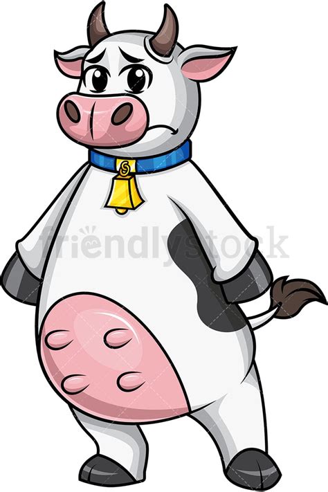 Sad Cow Mascot Cartoon Clipart Vector - FriendlyStock