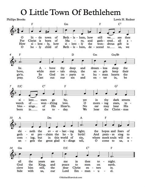 Free Lead Sheet – O Little Town Of Bethlehem – Michael Kravchuk