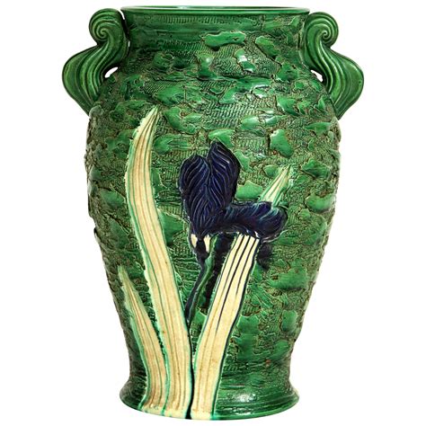 Awaji Pottery Manipulated Vase with Multicolored Volcanic Drip Glaze at 1stDibs