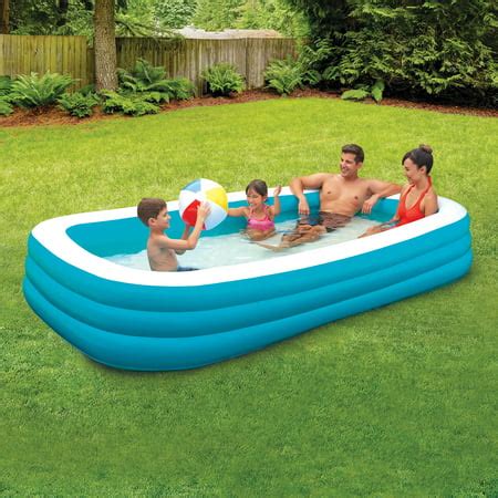 Play Day 10' Deluxe Inflatable Family Pool, Blue and White - Walmart.com