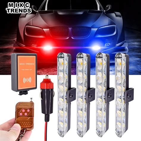 Aliexpress.com : Buy 4Pcs 12V 6LEDs Strobe Led Light Bar Remote Control Amber Emergency Flashing ...