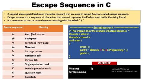 Escape Sequence in C Programming | What is Backslash Character Constants ? - YouTube