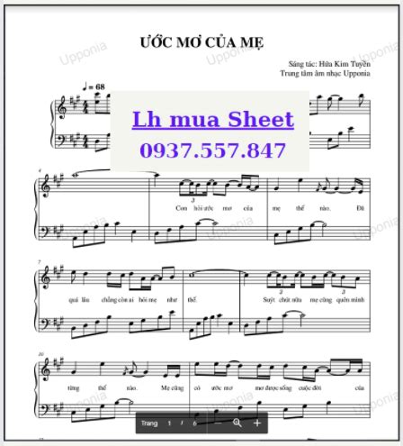 Ước Mơ Của Mẹ Piano Sheet ~ upponia.com