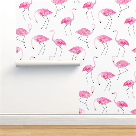 Hot Pink Flamingos Wallpaper | Spoonflower